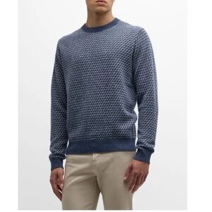 Peter Millar blue wool/cashmere  Patterned Crewneck Sweater L